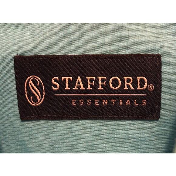 16 1/2 34-35 Stafford Blue Cotton Blend Broadcloth Reg Fit Button Down Shirt - Picture 6 of 8